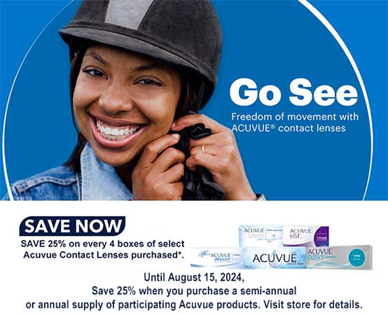Until August 15, 2024, Save 25% when you purchase a semi-annual or annual supply of participating Acuvue products.
